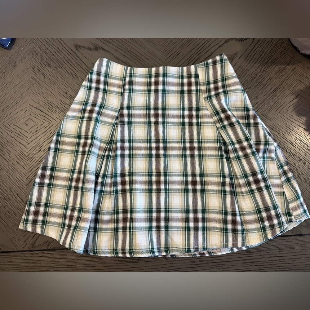 Princess Polly Checkered Mini Skirt - Green, Brown, Cream